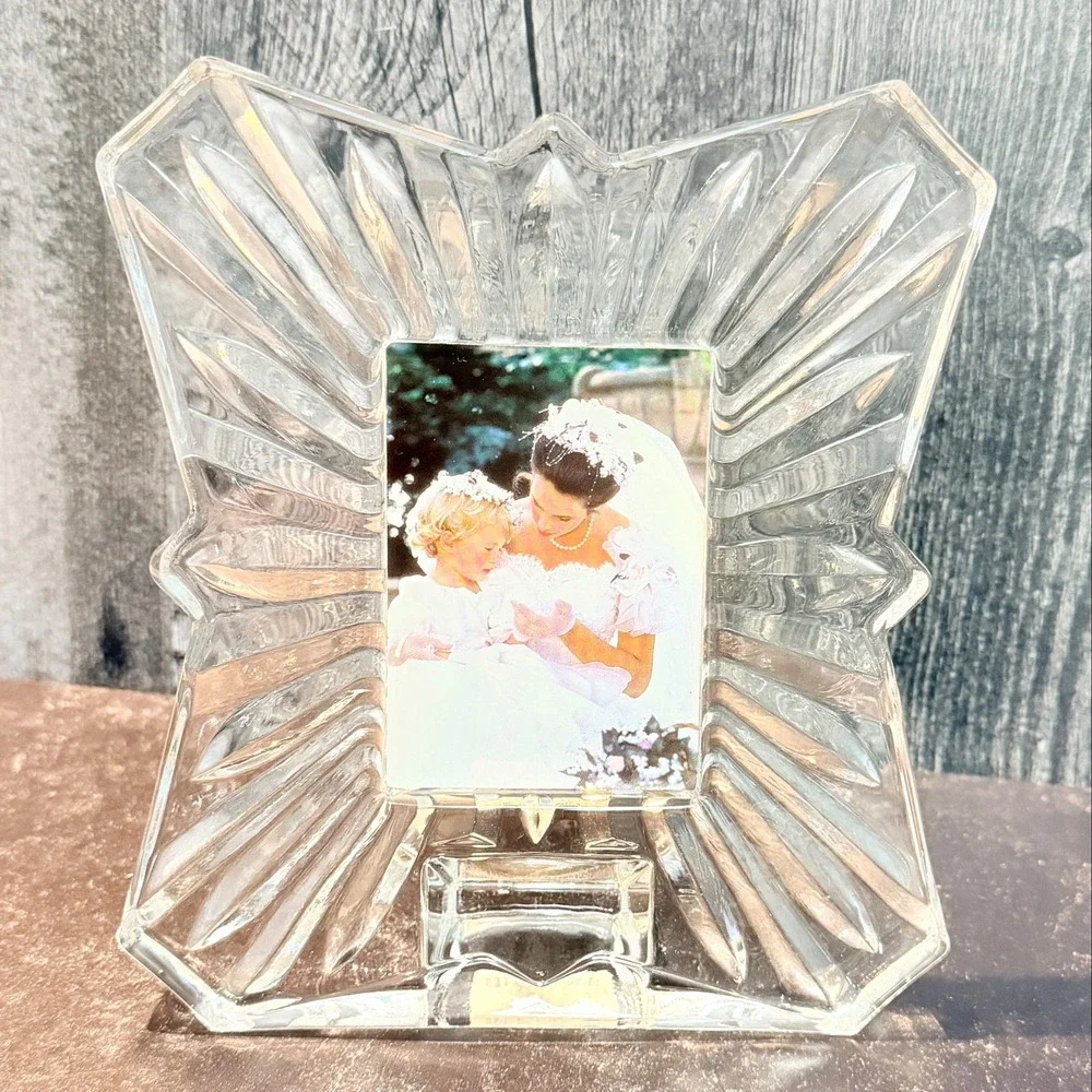 Mikasa Photo Frame Royal Suite Lead Crystal Clear 2.5x3.5‎ Starburst 90s Vintage